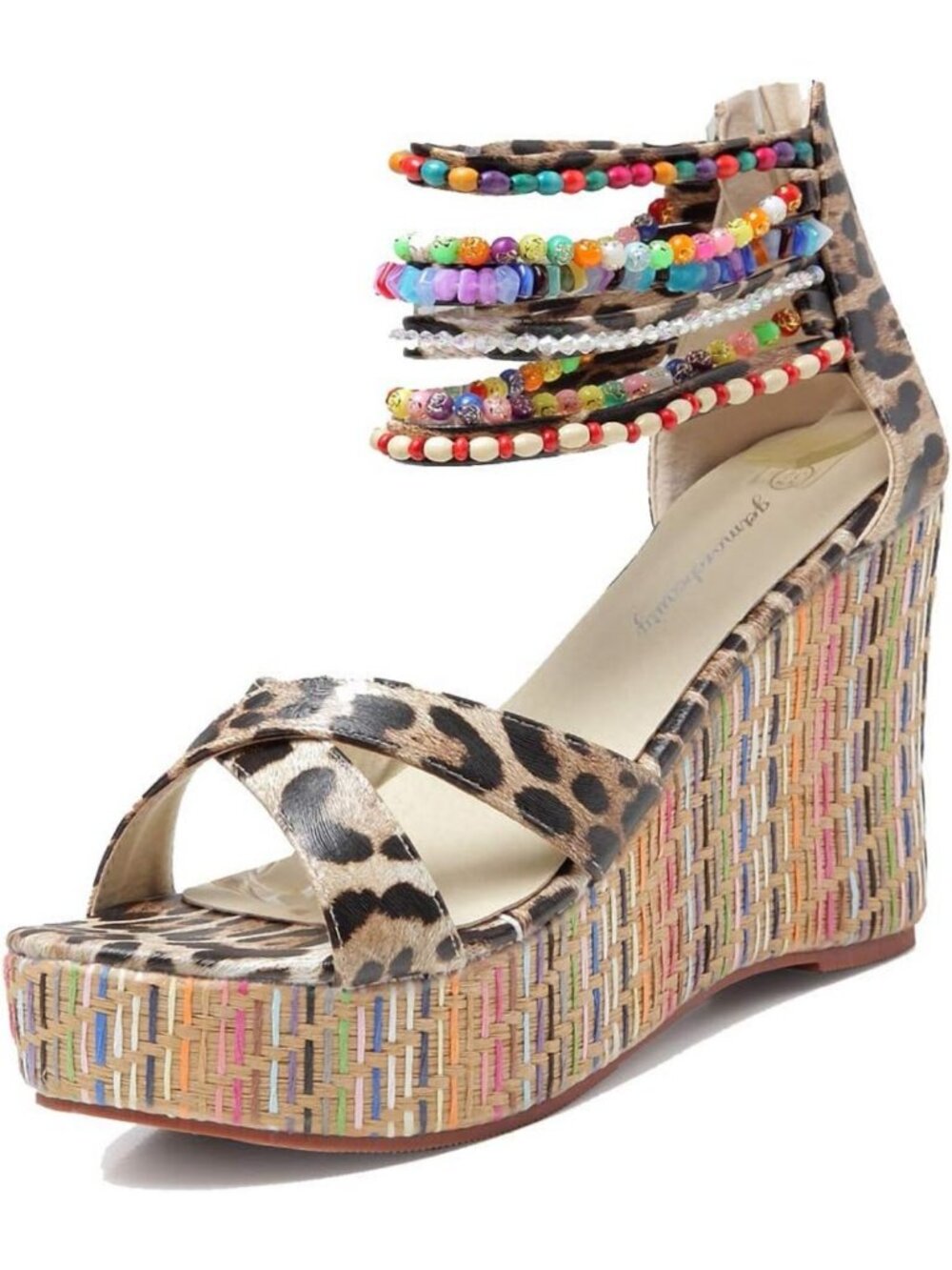 Chic Women's Wedge Sandals with Pearl Detail | Stylish Platform High Heels